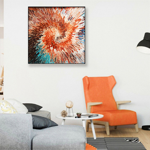 Peintures sur verre murales tridimensionnelles géométriques décoratives de style moderne