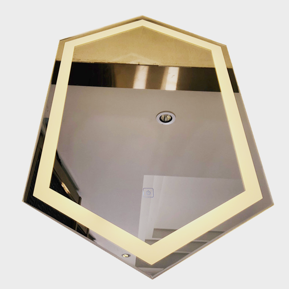 Miroir argenté hexagonal HD 5 mm, miroir anti-buée à LED, miroir argenté