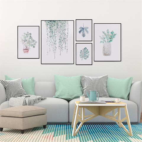 Peinture décorative en verre de fusion de tenture murale de feuille verte d'art de petite taille