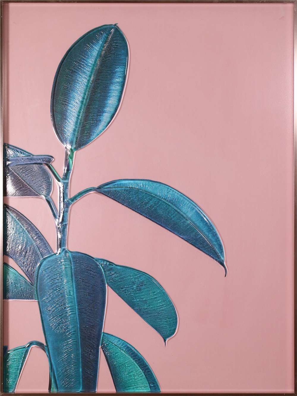 Guangzhou H800mm * 600mm nordique gros plante verte suspendue peinture murale en verre pour la décoration intérieure