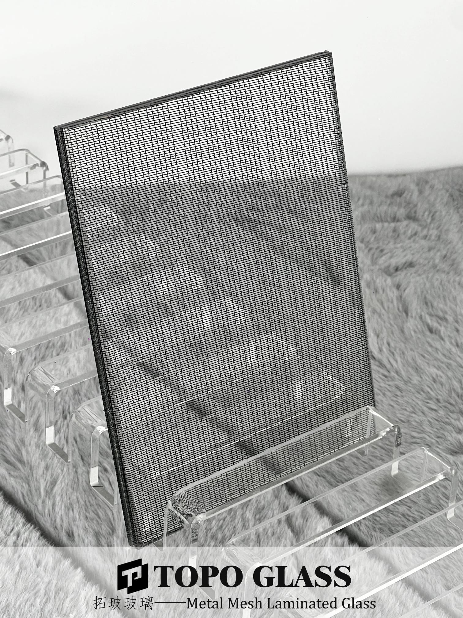 Verre feuilleté en maille d'acier inoxydable